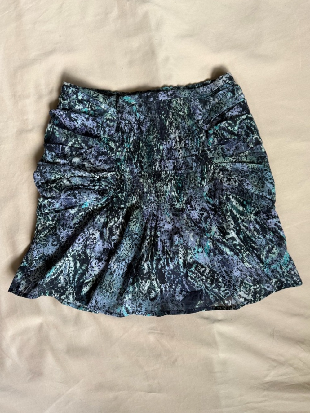 IRO Karina Mini Skirt Abstract Print Shirred Vacation Going Out - Picture 2 of 10